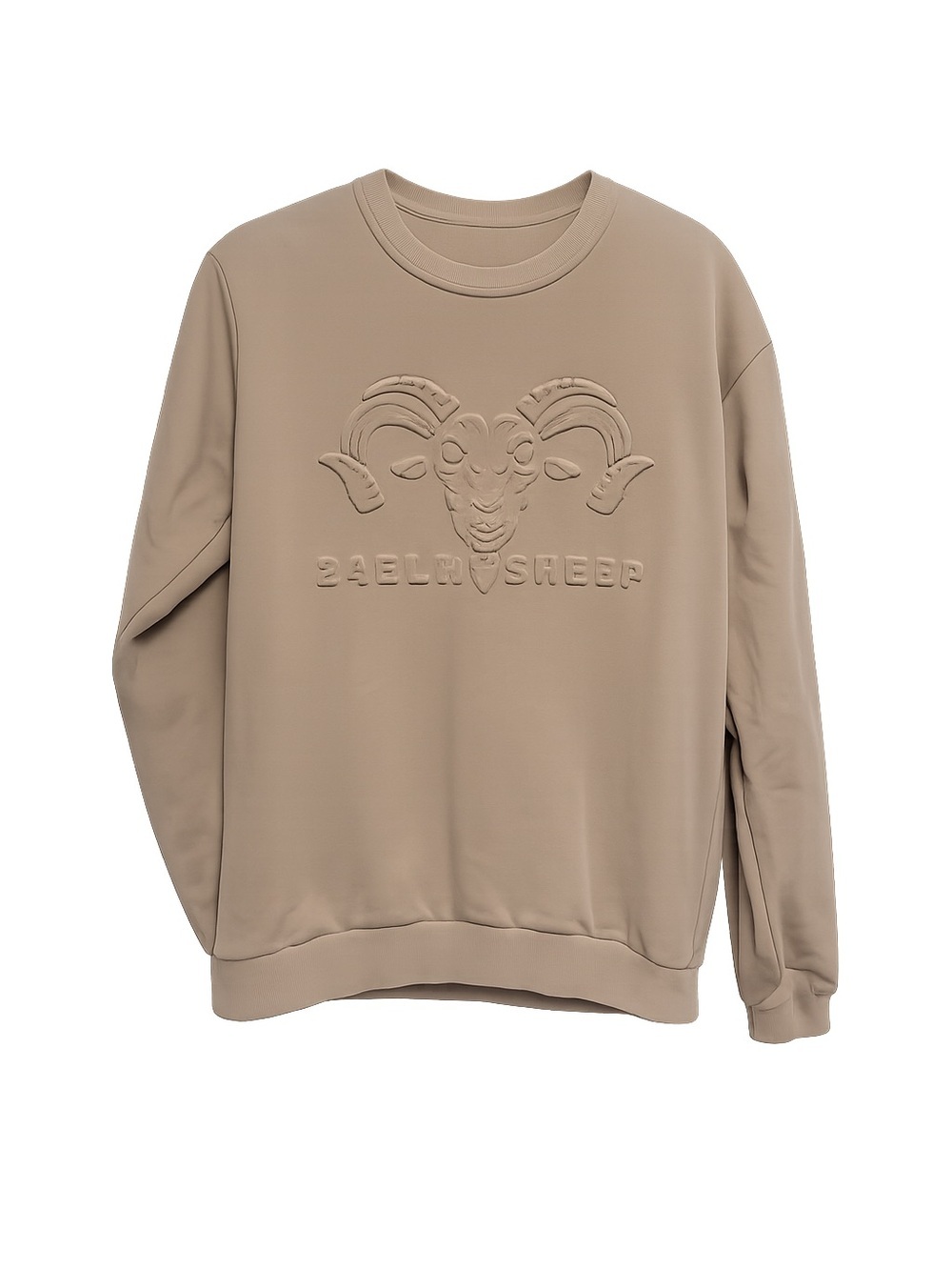 24BLK Sheep Embossed Ram Logo Sweatshirt Neutral Taupe Large
